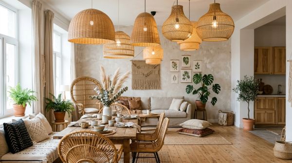 Inspiration bohème : luminaires en rotin, osier et bambou à adorer